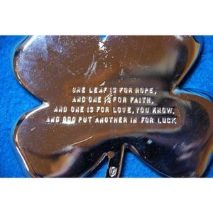 Vintage Gerity Silver or Chrome Plated Four Leaf Clover Shamrock Paperweight